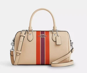 COACH Rowan Satchel Bag Stripe NEW CAO70 - Picture 1 of 7