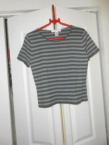 JONES NEW YORK ESSENTIALS--JERSEY WT.  ROUND NECK SILK/NYLON TOP---SMALL - Picture 1 of 1