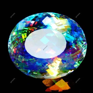 CERTIFIED 89 Carat Oval Cut Gemstone Pendant Size A Rainbow Mystic Quartz - Picture 1 of 13