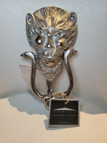 CHROME LION HEAD DOOR KNOCKER IMPRESSIVE CAST metal Cover