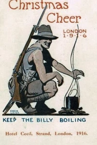Christmas Cheer 1916 London hotel greeting Keep the Billy Boiling reprint 4x6 - Picture 1 of 1