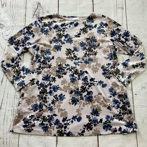 J. Jill Pure Jill Talla XL Terciopelo Terciopelo Túnica Tejida Top Rosa Pálido Bolsillos Florales - Imagen 1 de 9