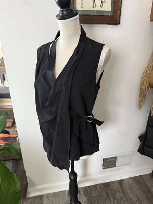 Top Alexander Wang seda y cuero drapeado asimétrico talla 4 EE. UU. Foto 1 de 4