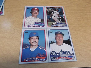 1989 TOPPS BASEBALL BOX BOTTOM (4) CARDS HENDERSON/LASORDA/HERNANDEZ/GROSS - Bild 1 von 1