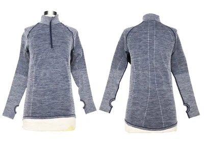 Top Saucony Activewear Cremallera Cuello Pizarra Azul Manga Larga con Agujeros para el Pulgar Grande Foto 1 de 4