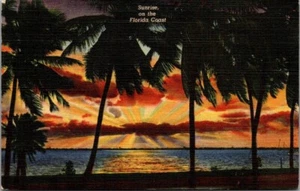 Postal Florida Coast Sunrise lino c1941 - Imagen 1 de 2
