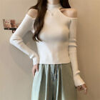 Autumn Korean Round Neck Off Shoulder Long Sleeve Slim Knitted Sweater For Wo $d
