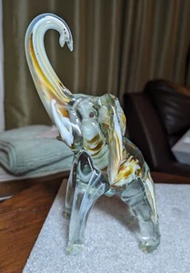 Vintage Hand Blown Art Glass 8.5" Elephant Figurine  - Picture 1 of 18