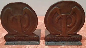 Antique Hammered Craftsman Arts and Crafts Copper Bookends - Picture 1 of 4