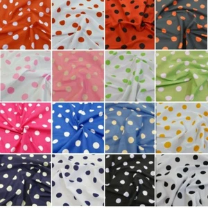 Polycotton Fabric 26mm Polka Dots Spots Spotty Craft Dress Kids Dotty Dot - Picture 1 of 31