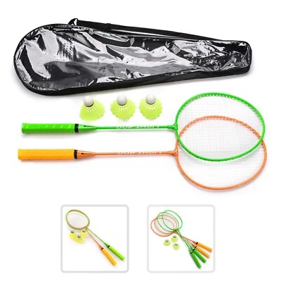 METEOR Badminton Set 2/4 Schläger Federball für Kinder Badmintonschläger 3 Federbällen
