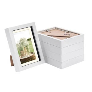 5x 3D Box Photo Frames Picture Display 5 x 7" with 4 x 6" Mount White/Ivory - Picture 1 of 7