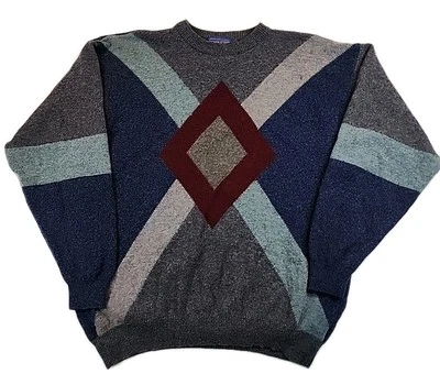 Pendleton Sweater Knit 100% Wool Sweater Men's Large Diamond Pattern - Image 1 of 4
