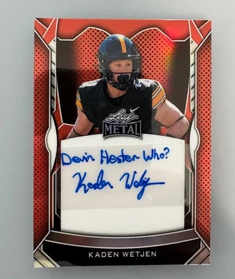 Kaden Wetjen "Devin Hester Who" Auto Leaf Metal /50 Iowa Hawkeyes AU RC - Image 1 of 2