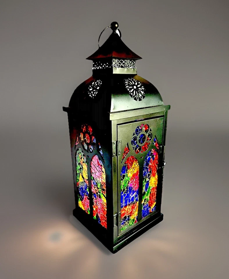 Panel de vitral linterna marroquí 15,5" de alto Foto 1 de 4