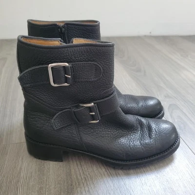 Botas Gravati Mujer Talla 6 Cuero Hebilla Moto Hechas en Italia Vibram Foto 1 de 4