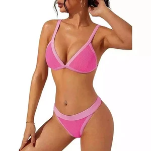 Swimall Triangle Bikini Set Brazilian Sporty Two Piece Swimsuit - Pink Size S - Picture 1 of 5