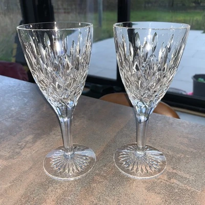 Stuart Crystal Claret Wine Glass Pair  - Tewkesbury Pattern - 17.5cm tall - vgc - Image 1 of 4