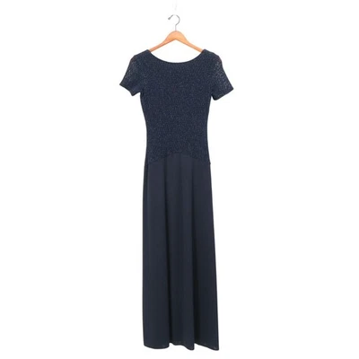 NWT JS Collections Navy Blue Long Low Cut Scoop Back Short Sleeve Gown Dress 8 - Image 1 of 4