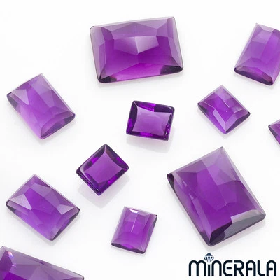 PURPLE HYDROTHERMAL AMETHYST GEMSTONE RECTANGLE ROSE CUT VARIOUS SIZES WP0006E - Image 1 of 3