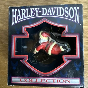 Harley Davidson Santa Flying with Emblem Motorcycle Club Christmas Ornament 1999 - Picture 1 of 6