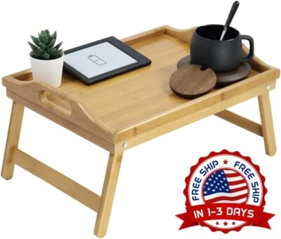 Mesa Bandeja Bambú Para Comer De Desayuno En La Cama Mesita Con Patas Plegables Foto 1 de 4