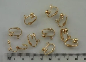 5 pairs of medium gold plated, clip on earrings, findings for jewellery making - Picture 1 of 1