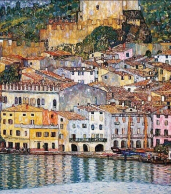 Impresión en Lienzo Giclee Gustav Klimt Malcesine on Lake Garda 8x10 Bellas Artes Paisaje Foto 1 de 2
