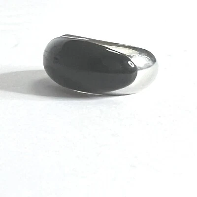 Anillo de cóctel Calvin Klein negro y plateado talla 8,5 Foto 1 de 4