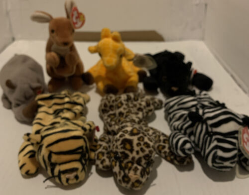 Lot Of 7 Safari Ty Beanie Baby’s W/Tags
