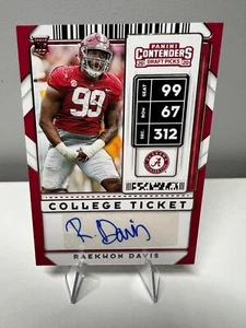 Raekwon Davis 2020 Panini Contenders Draft Picks College Ticket Auto #169 - Picture 1 of 10