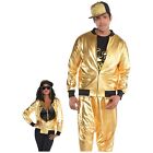 Amscan Gold Hip Hop Jacket 1990s Adults Fancy Dress Costume Outfit