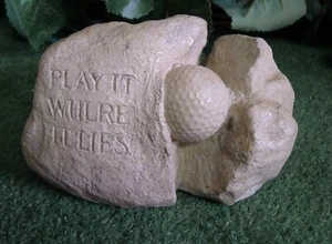 9571 Golfball in Rock Play It Where It Lies Latex Fiberglas Form Beton - Bild 1 von 6