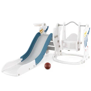 Toddler Slide and Swing Set 4-in-1 Indoor Playground w/ Extended Slide & Swing - Picture 1 of 8