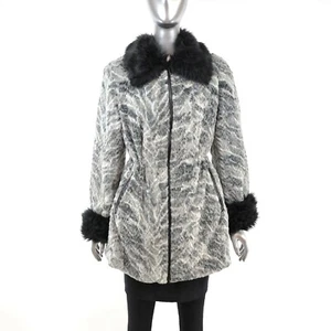 Dennis Basso Gray Faux Fur Coat- Size M-L - Picture 1 of 9