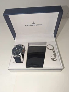 Orologio da uomo Captain John Set regalo con portafoglio e portachiavi - Nuovo con scatola - Foto 1 di 5