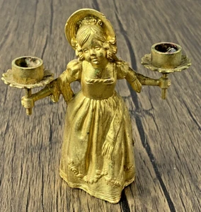 VINTAGE Miniatur kleines Mädchen MESSING? Kerzenhalter Kerzenhalter Schnupftabak RAR!! - Bild 1 von 9
