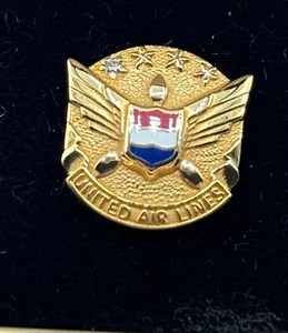 United Airlines - Lapel Service Pin Screw back With Tie Tack 10k Diamond 10yr - Bild 1 von 5