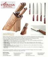 COLTELLI CUCINA BRANDANI CEPPO ACACIA COLLECTION 5 COLTELLI ACCIAIO INOX LEGNO