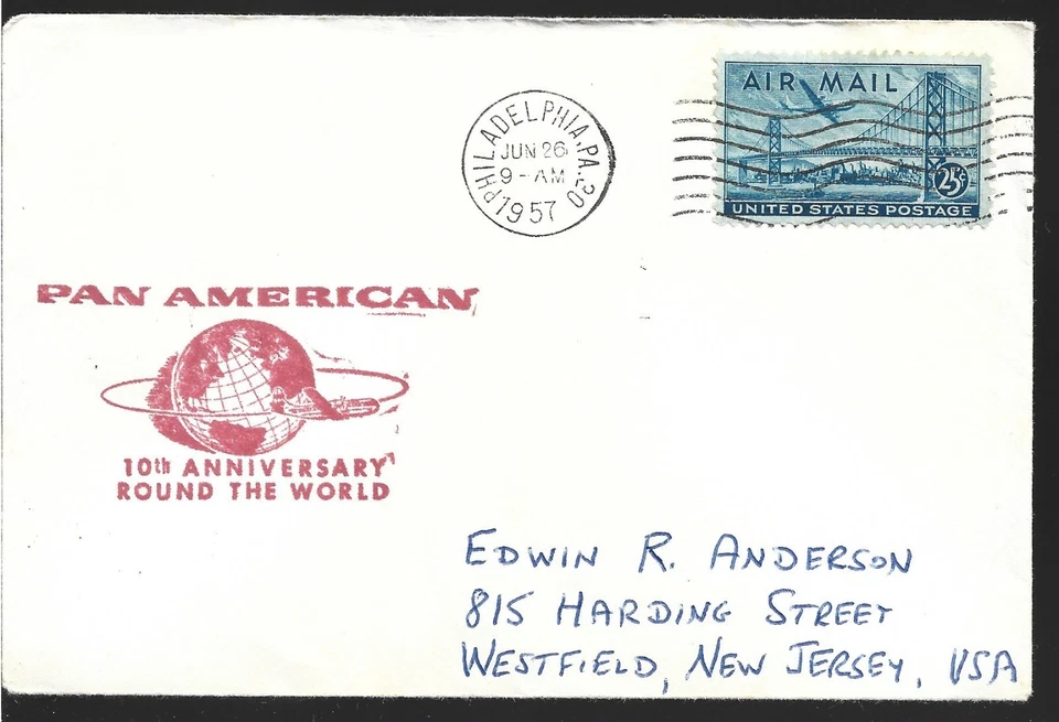 1957, PAN AMERICAN , 100th ANNIVERSARY ROUND THE WORLD - Image 1 of 1