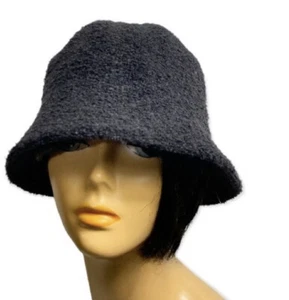 Bucket Hat Wool Blend Black Soft Textured OS unisex - Picture 1 of 10