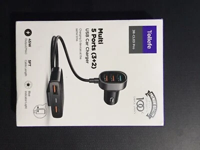 5 Multi USB Car Charger Adapter, USB Car Charger for Multiple Devices - Image 1 of 2