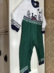 NEW IZOD Baby Boy Size 18 Months One Piece Christmas Fair Isle Knit Coverall - Picture 1 of 5
