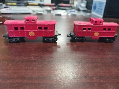 Shell Oil Promo Fletcher Barnhart & White Diecast Train Red Caboose Lot Of Two - Image 1 of 4