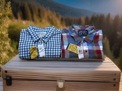 Nautica Lot Of 2 Men’s 3XLT Red Blue Flannel Shirt Long Sleeve Plaid NWT NEW - Image 1 of 4