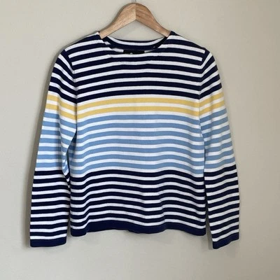 Suéter tejido de algodón a rayas Sag Harbor para mujer talla pequeña náutico Cottagecore  Foto 1 de 4