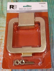 Llamador de puerta cuadrado confiable acabado dorado suave - Imagen 1 de 6