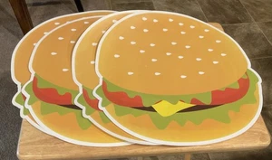 Lot Of 2: Coconut Tropical Drink & Hamburger/Cheesburger 4pc Placemat Sets 15” - Picture 1 of 4