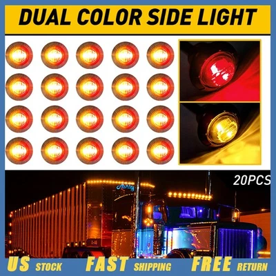 Luces laterales universales marcador doble color ámbar camión remolque bala roja LED 20X Foto 1 de 4