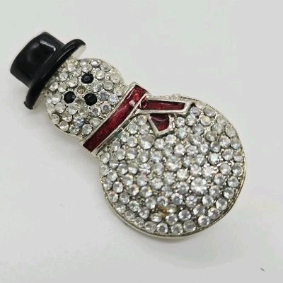 Broche Muñeco de Nieve Lia Sophia Regalo Navidad Pin PAVE Esmaltado Tono Plata Foto 1 de 4